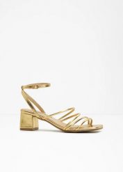 Sandały. Żółte sandały bonprix, bez wzorów, glamour, bez obcasa, bez zapięcia. Za 124.99 zł.