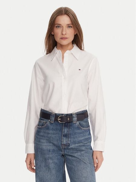 Tommy Hilfiger Koszula WW0WW46111 Biały Relaxed Fit. Białe koszule Tommy Hilfiger, bez wzorów, z bawełny, biznesowe, bez kołnierzyka, bez ramiączek. Za 259.99 zł.