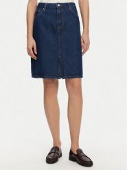 Tommy Hilfiger Spódnica jeansowa WW0WW44390 Granatowy Regular Fit. Niebieskie spódnice Tommy Hilfiger, bez wzorów, z bawełny. Za 239.99 zł.