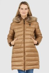BLAUER Brązowa kurtka puchowa damska z odpinanym futrem jenota. Brązowe kurtki Blauer USA, m, bez wzorów, z puchu, bez kaptura. W wyprzedaży za 1,489.99 zł.