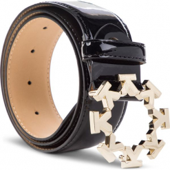 Pasek Damski KAZAR - 34380-L0-00 Black. Czarne paski marki Kazar, w paski, z lakierowanej skóry. Za 199.00 zł.