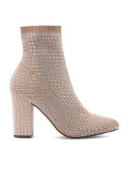 Nine West Botki KAS BYCCC03 Beżowy. Brązowe botki Nine West, bez wzorów, z materiału, bez obcasa, na słupku, bez zapięcia. Za 149.99 zł.