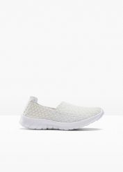 Buty wsuwane. Białe buty sportowe lifestyle bonprix, bez wzorów, sportowe, bez zapięcia. Za 109.99 zł.