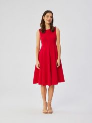 Stylove Sukienka w kolorze czerwonym rozmiar: L. Czerwone sukienki Stylove, l, bez wzorów, bez kołnierzyka, bez ramiączek, midi, rozkloszowane. Za 319.95 zł.