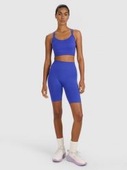 4F Legginsy kolarki treningowe bezszwowe damskie - niebieskie M/L. Niebieskie legginsy 4f, l, bez wzorów, z dzianiny, z podwyższonym stanem, na fitness i siłownię. W wyprzedaży za 99.99 zł.