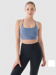 4F Biustonosz treningowy z niskim wsparciem - granatowy XL. Niebieskie biustonosze sportowe 4f, bez wzorów, z dzianiny, na fitness i siłownię. W wyprzedaży za 59.99 zł.