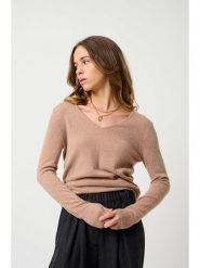 AUTHENTIC CASHMERE Kaszmirowy sweter "Galise" w kolorze jasnobrązowym rozmiar: XXL. Brązowe swetry AUTHENTIC CASHMERE, xxl, bez wzorów, z kaszmiru, bez ramiączek. Za 275.40 zł.