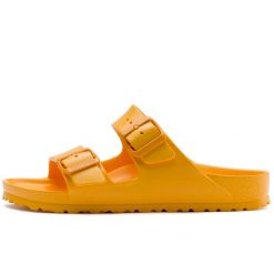 Klapki Birkenstock Arizona Eva Dorosłych. Brązowe klapki Birkenstock, bez wzorów, z materiału, bez obcasa, bez zapięcia. Za 283.20 zł.