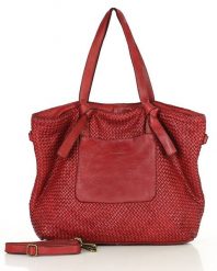 Shopperka pleciona MARCO MAZZINI bordowa v243d. Czerwone torebki klasyczne bez wzorów, ze skóry, vintage, duże, bez dodatków. Za 629.00 zł.