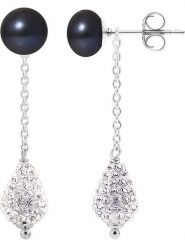 Pearline Srebrne kolczyki z kryształkami i perłami w kolorze białym rozmiar: onesize. Czarne kolczyki Pearline, z kryształem, srebrne. Za 173.99 zł.