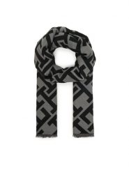 Tommy Hilfiger Szal Th Monogram Heavy Scarf AW0AW18051 Czarny. Czarne szaliki i kominy Tommy Hilfiger, bez wzorów, z materiału. Za 329.99 zł.