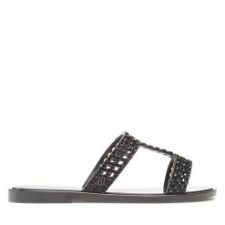 Klapki Melissa. Czarne klapki Melissa, bez wzorów, bez obcasa, bez zapięcia. Za 199.99 zł.