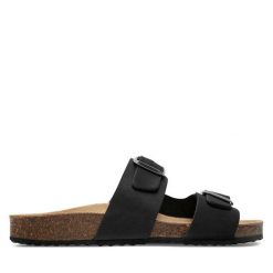 Klapki Geox. Czarne klapki Geox, bez wzorów, bez obcasa, bez zapięcia. Za 379.99 zł.