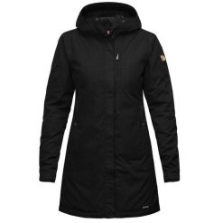 Kurtka Fjall Raven Kiruna Pikowana Parka W Damskie. Czarne płaszcze Fjällräven, na zimę, l, bez wzorów, z materiału, z kapturem. Za 1,597.99 zł.