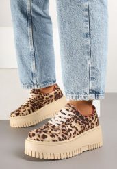 Panterkowe Sneakersy w Stylu Tenisówek na Platformie z Tłoczeniami Firreis. Kombinezony Born2be, bez wzorów, z jeansu, casualowe, bez kołnierzyka, bez ramiączek. W wyprzedaży za 76.49 zł.