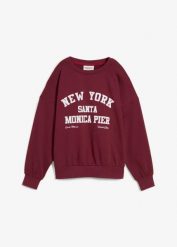 Bluza oversize. Czerwone bluzy bonprix, bez wzorów, z bawełny, bez ramiączek, bez kaptura. Za 109.99 zł.