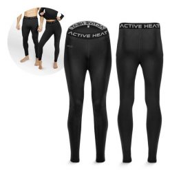 Ciepłe spodnie termiczne unisex 4FIZJO ACTIVE HEAT czarne. Czarne spodnie narciarskie 4FIZJO, bez wzorów, z dresówki, do biegania. Za 54.99 zł.