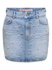 ONLY Spódnica jeansowa Onur 15367472 Niebieski Regular Fit. Niebieskie spódnice ONLY, s, bez wzorów, z bawełny. Za 299.99 zł.