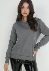 Ciemnoszara Bluza Disphiffo. Szare bluzy Born2be, l, bez wzorów, z polaru, bez kaptura. W wyprzedaży za 38.24 zł.