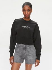 Calvin Klein Jeans Bluza Stacked Institutional J20J221466 Czarny Regular Fit. Czarne bluzy Calvin Klein Jeans, l, bez wzorów, z bawełny, bez kaptura. Za 179.99 zł.