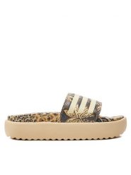 Adidas Klapki adilette Platform IH0523 Brązowy. Brązowe klapki adidas, bez wzorów, ze skóry, bez obcasa, bez zapięcia. Za 239.99 zł.