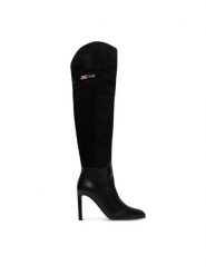 Elisabetta Franchi Kozaki SA-25L-66E2-V950 Czarny. Czarne kozaki Elisabetta Franchi, bez wzorów, ze skóry, bez obcasa, na szpilce, bez zapięcia. Za 4,059.00 zł.