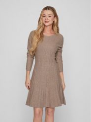 Vila Sukienka dzianinowa 14088238 Beżowy Regular Fit. Brązowe sukienki Vila, l, bez wzorów, z dzianiny, bez kołnierzyka, bez ramiączek. Za 229.99 zł.