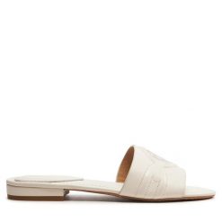 Klapki LAUREN RALPH LAUREN. Białe klapki Lauren Ralph Lauren, bez wzorów, bez obcasa, bez zapięcia. Za 649.99 zł.