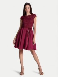 Swing Sukienka koktajlowa 77760510 Bordowy Regular Fit. Czerwone sukienki Swing, bez wzorów, z syntetyku, wizytowe, bez kołnierzyka, bez ramiączek. Za 399.99 zł.