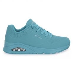Buty do chodzenia damskie Skechers 73690TURQ. Niebieskie buty sportowe lifestyle Skechers, bez wzorów, z materiału, sportowe, bez zapięcia. Za 381.00 zł.