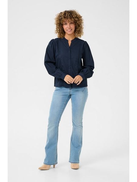 Kaffe Bluzka w kolorze granatowym rozmiar: 38. Niebieskie bluzki Kaffe, bez wzorów, z bawełny, bez kołnierzyka, bez ramiączek. Za 109.26 zł.