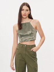 Calvin Klein Jeans Top J20J222903 Zielony Slim Fit. Zielone topy Calvin Klein Jeans, l, bez wzorów, z jeansu, bez kołnierzyka, bez ramiączek. Za 209.99 zł.