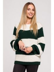 Made of emotion Sweter w kolorze ciemnozielono-kremowym rozmiar: S/M. Brązowe swetry Made Of Emotion, m, bez wzorów, ze splotem, bez ramiączek. Za 123.25 zł.