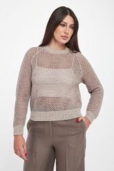 Sweter damski ażurowy z cekinami PESERICO. Swetry Peserico, w ażurowe wzory, bez ramiączek. Za 1,629.00 zł.
