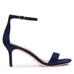 Sandały LAUREN RALPH LAUREN. Niebieskie sandały Lauren Ralph Lauren, bez wzorów, bez obcasa, na szpilce, bez zapięcia. Za 629.99 zł.