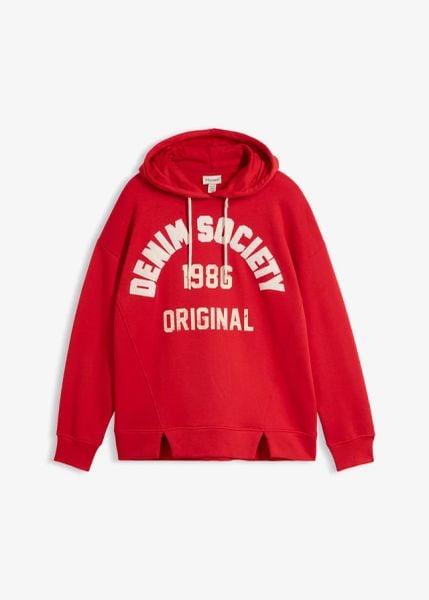 Bluza oversize z kapturem, z czystej bawełny. Czerwone bluzy bonprix, bez wzorów, z bawełny, bez ramiączek, z kapturem. Za 129.99 zł.