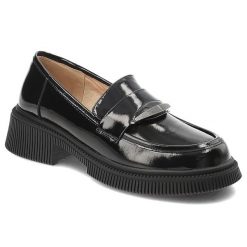Czarne Mokasyny S.Barski Eleganckie Obuwie Damskie. Czarne mokasyny S.BARSKI, bez wzorów, ze skóry. Za 260.99 zł.