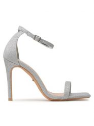DeeZee Sandały FB89725-19 Srebrny. Szare sandały DeeZee, bez wzorów, z materiału, bez obcasa, na szpilce, bez zapięcia. Za 139.99 zł.