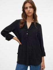 Vero Moda Bluzka w kolorze czarnym rozmiar: XS. Czarne bluzki Vero Moda, xs, bez wzorów, z wiskozy, bez kołnierzyka, bez ramiączek. Za 39.40 zł.