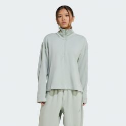 Bluza Soft Lux Quarter-Zip. Zielone bluzy bez kaptura adidas, l, bez wzorów, bez kaptura. Za 304.15 zł.