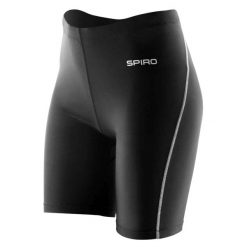 Spodenki Damskie Z Warstwą Bazową. Czarne szorty SPIRO, bez wzorów, sportowe. Za 69.99 zł.