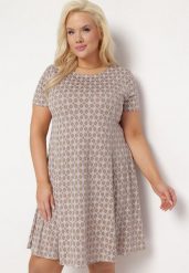 Brązowo-Beżowa Rozkloszowana Sukienka Mini z Elastycznej Wiskozy Annamarie. Brązowe sukienki Born2be, l, bez wzorów, z wiskozy, bez kołnierzyka, bez ramiączek, mini, rozkloszowane. Za 69.99 zł.