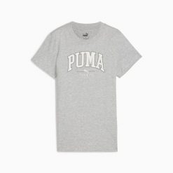 Koszulka sportowa damska Puma SQUAD GRAPHIC 68153704. Szare t-shirty sportowe Puma, m, bez wzorów, z bawełny, bez ramiączek. Za 81.26 zł.