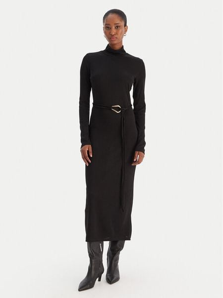 Vero Moda Sukienka dzianinowa Louisa 10336207 Czarny Loose Fit. Czarne sukienki Vero Moda, l, bez wzorów, z dzianiny, bez kołnierzyka, bez ramiączek. Za 179.99 zł.