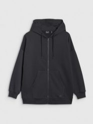 4F Bluza dresowa rozpinana z kapturem damska - czarna M. Czarne bluzy z kapturem 4f, m, bez wzorów, z bawełny, z kapturem. W wyprzedaży za 89.99 zł.