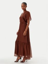 Haveone Sukienka letnia AFF-N006 Brązowy Loose Fit. Brązowe sukienki Haveone, m, bez wzorów, z jedwabiu, bez kołnierzyka, bez ramiączek. Za 459.99 zł.