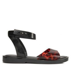 Sandały Melissa. Czarne sandały Melissa, bez wzorów, bez obcasa, na płaskiej podeszwie, bez zapięcia. Za 219.99 zł.