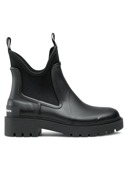 Calvin Klein Jeans Kalosze Mid Rainboot Chelsea YW0YW01034 Czarny. Czarne botki Calvin Klein Jeans, bez wzorów, z jeansu, bez zapięcia. Za 249.99 zł.