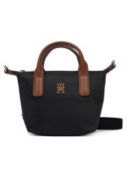 Tommy Hilfiger Torebka Popette Micro Tote AW0AW18368 Czarny. Czarne torebki klasyczne Tommy Hilfiger, bez wzorów, z materiału, bez dodatków. Za 329.99 zł.