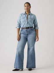 Levi's Dżinsy "Ribcage" - Flared fit - w kolorze niebieskim rozmiar: W33/L32. Niebieskie jeansy Levi's, l, z aplikacjami, klasyczne, z podwyższonym stanem. Za 297.45 zł.
